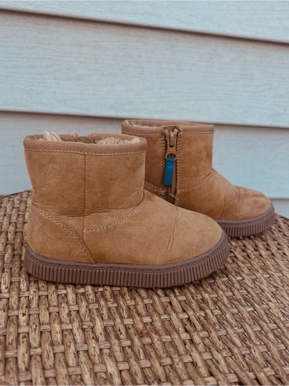 Toddler Cat & Jack Toddler Girls Brown Faux Suede Ankle Boots w/ Side Zipper 8